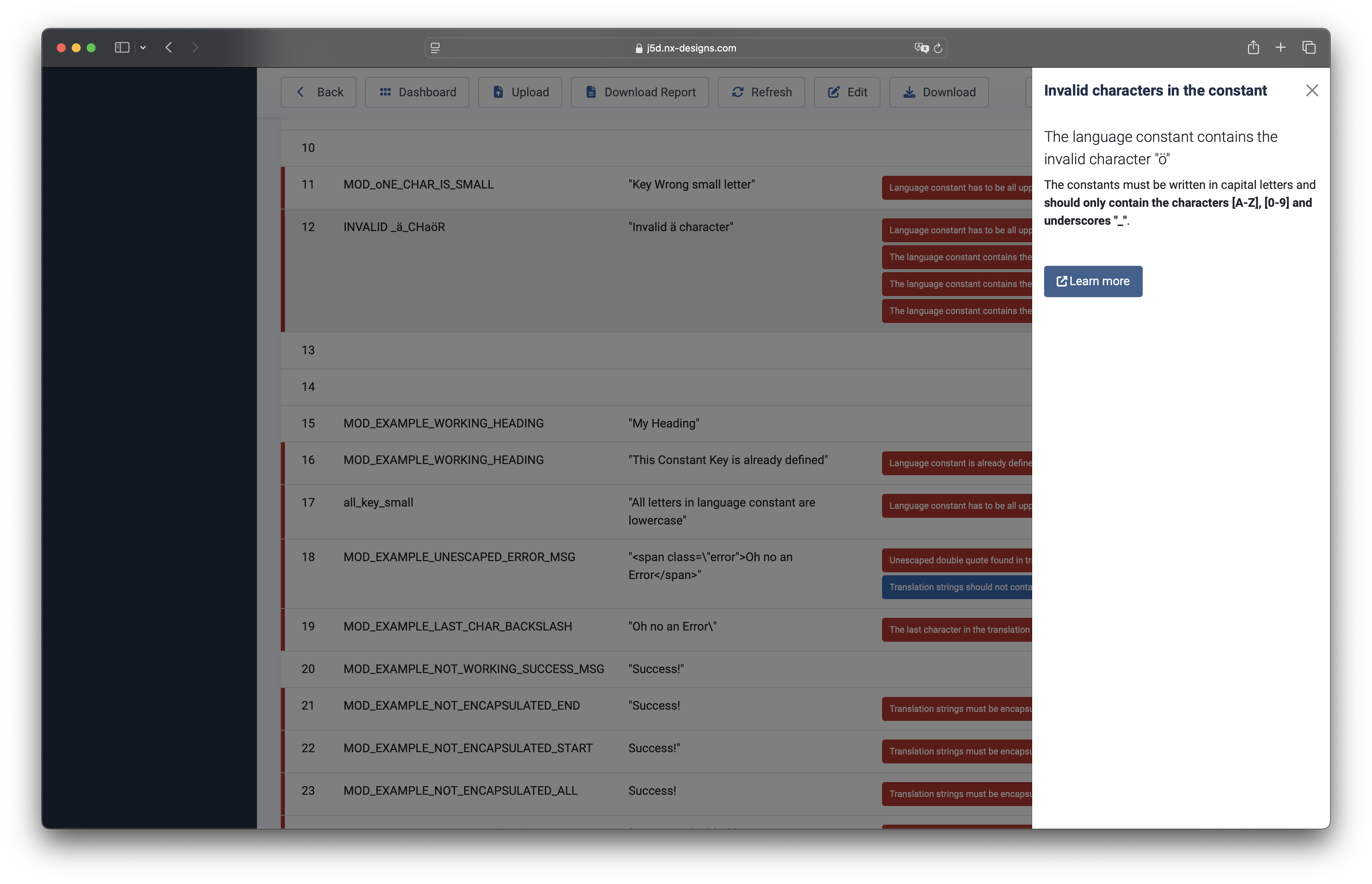 Joomet Checker Overview Error Detail
