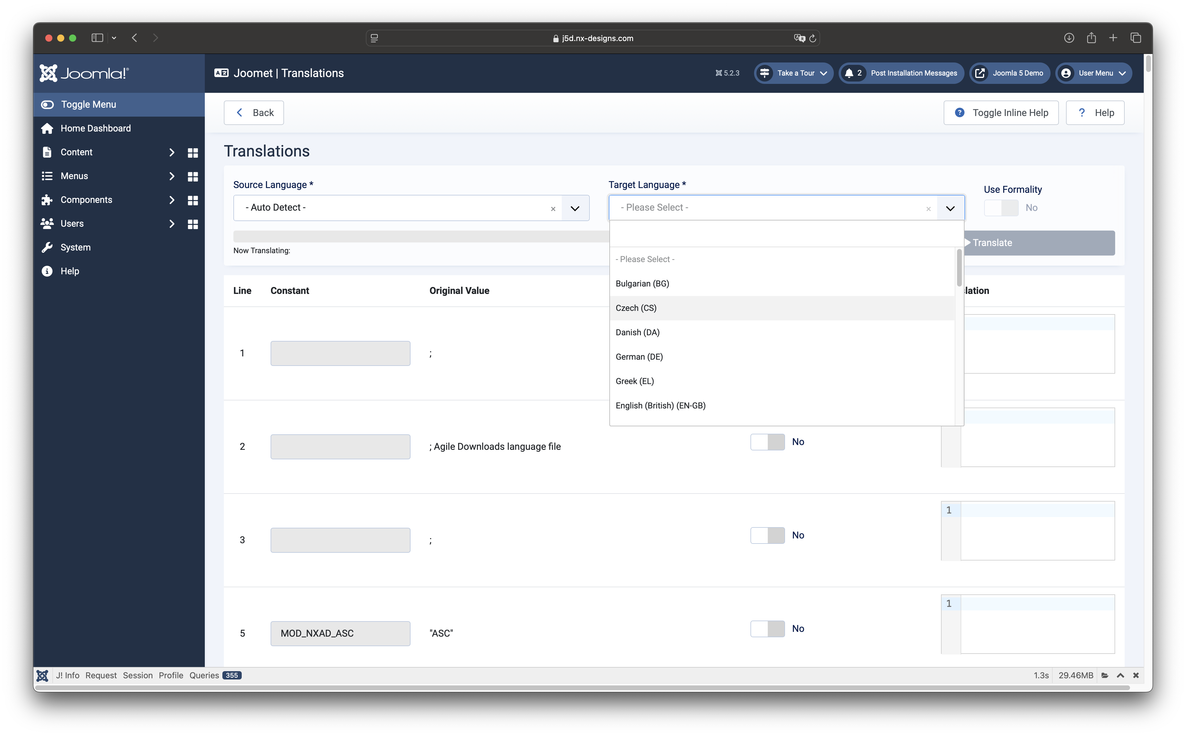 Translator select Target Language