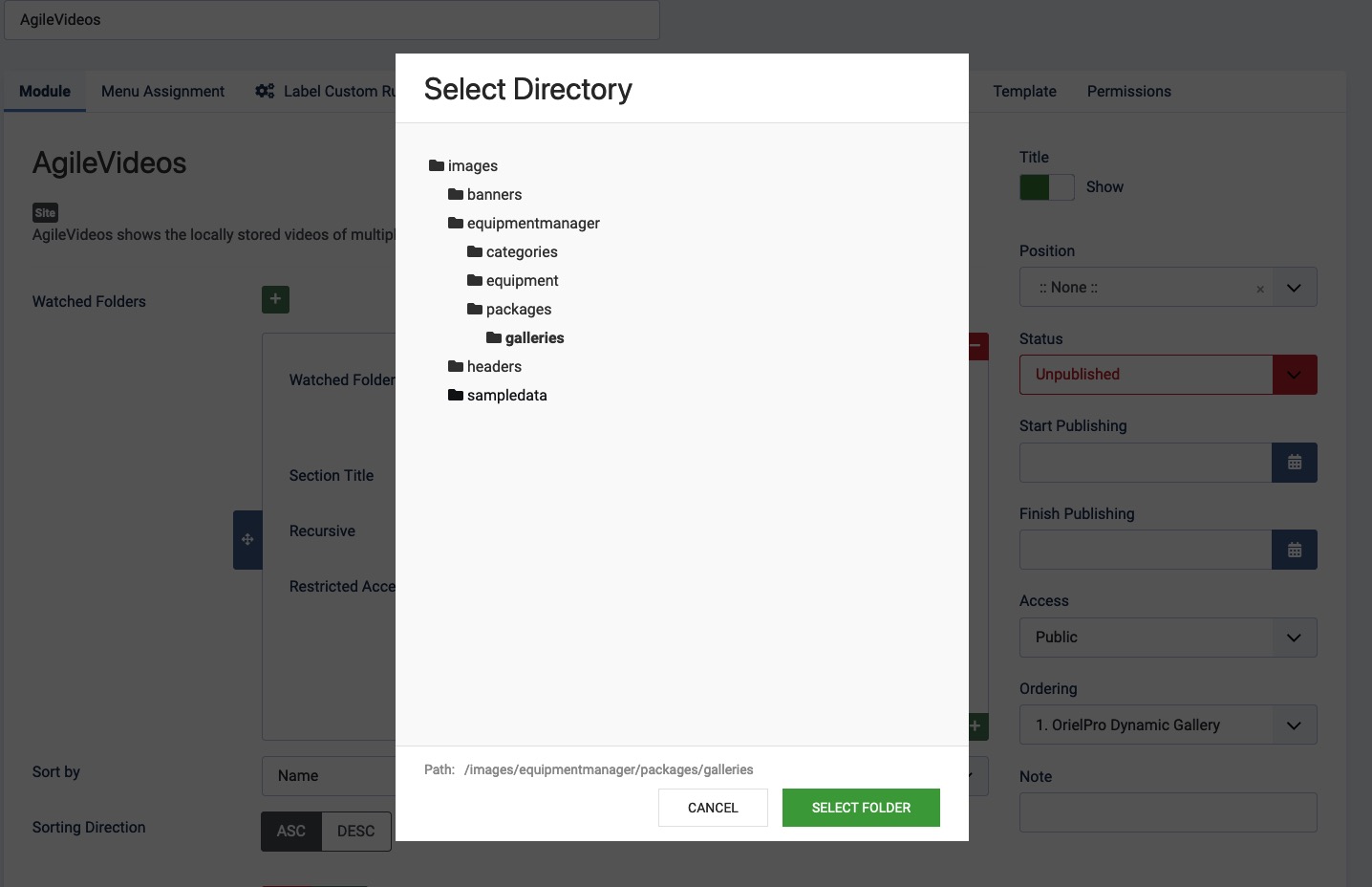 Select Watched Folder