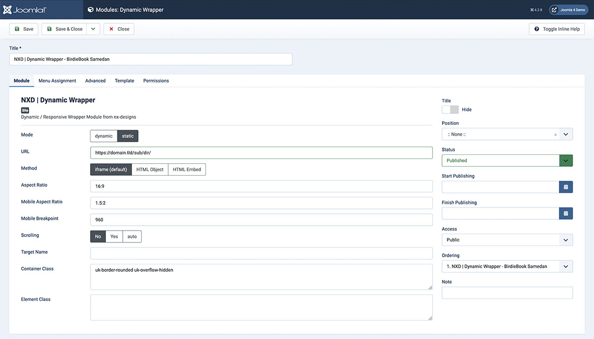 Dynamic Wrapper Module Settings