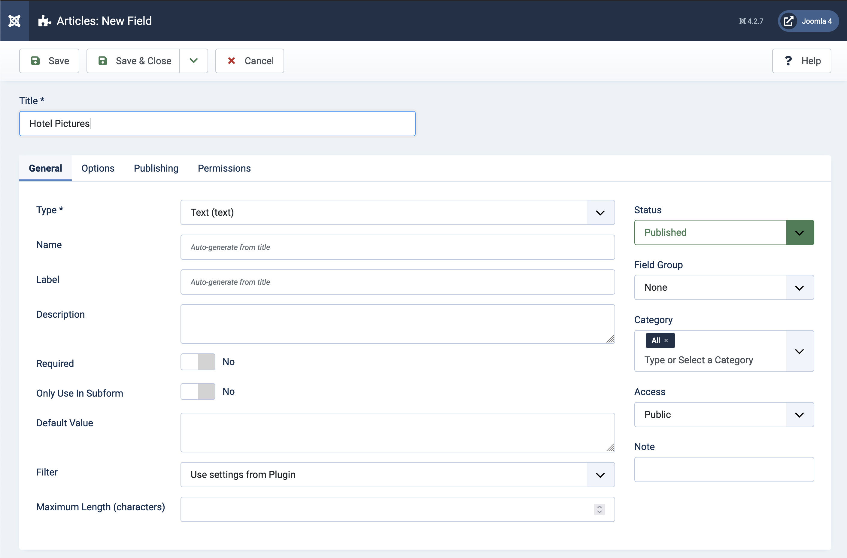 Joomla 4 Field Edit
