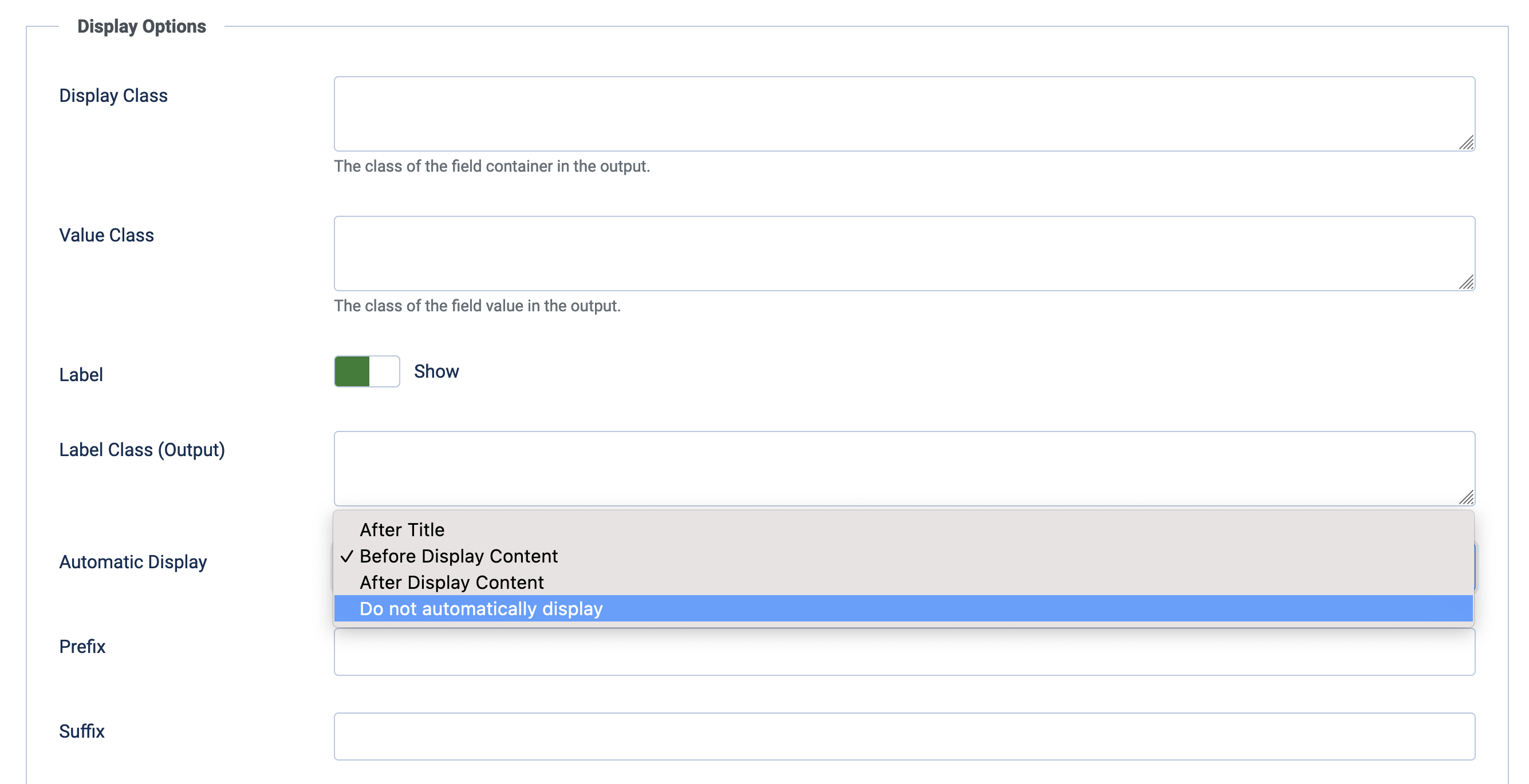 Joomla 4 Field Options