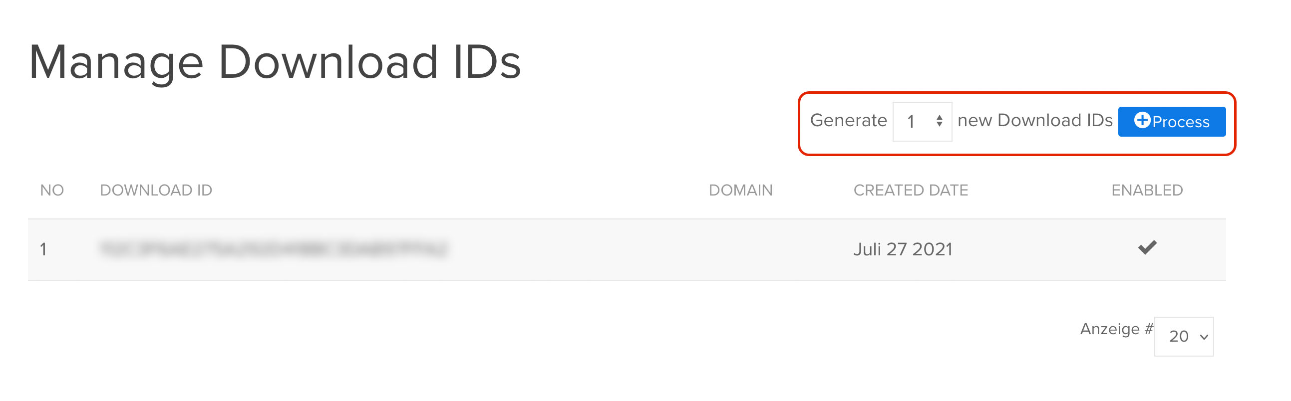 Generate Download ID