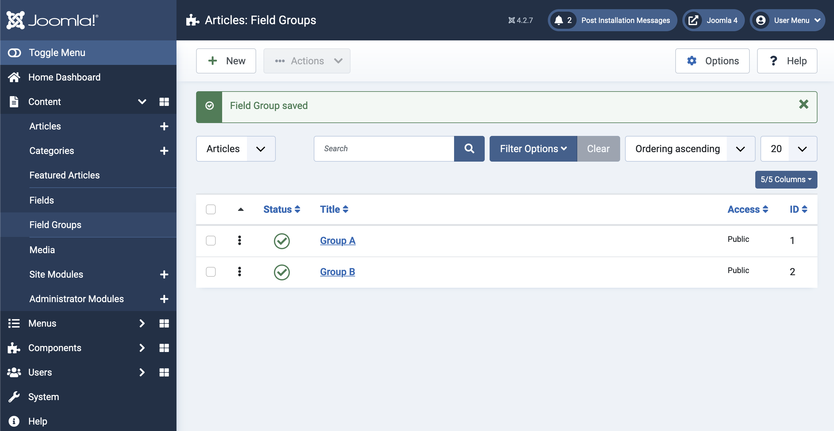 Joomla 4 Field Groups Overview