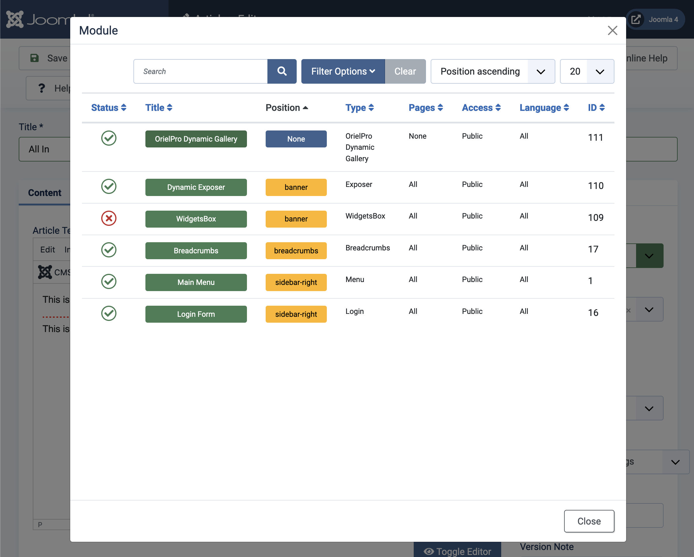 Add Module to Article