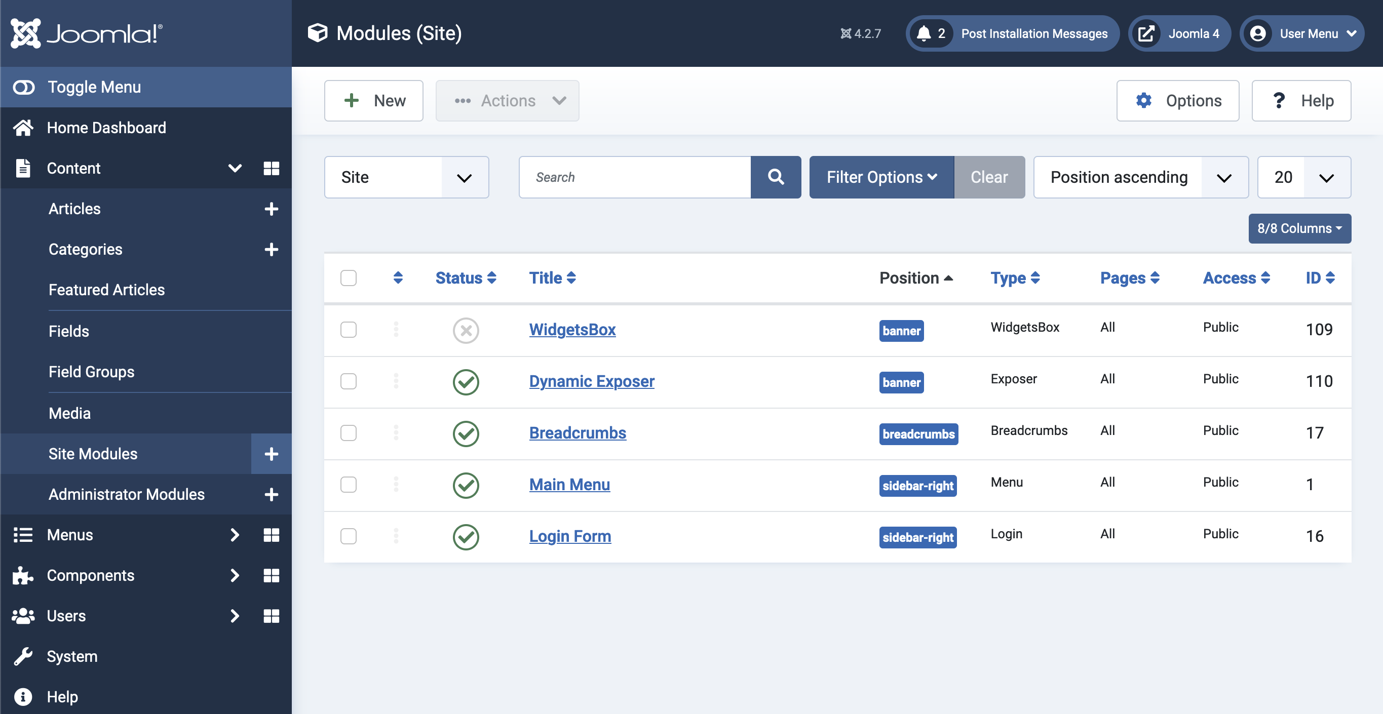 Joomla 4 Modules Overview