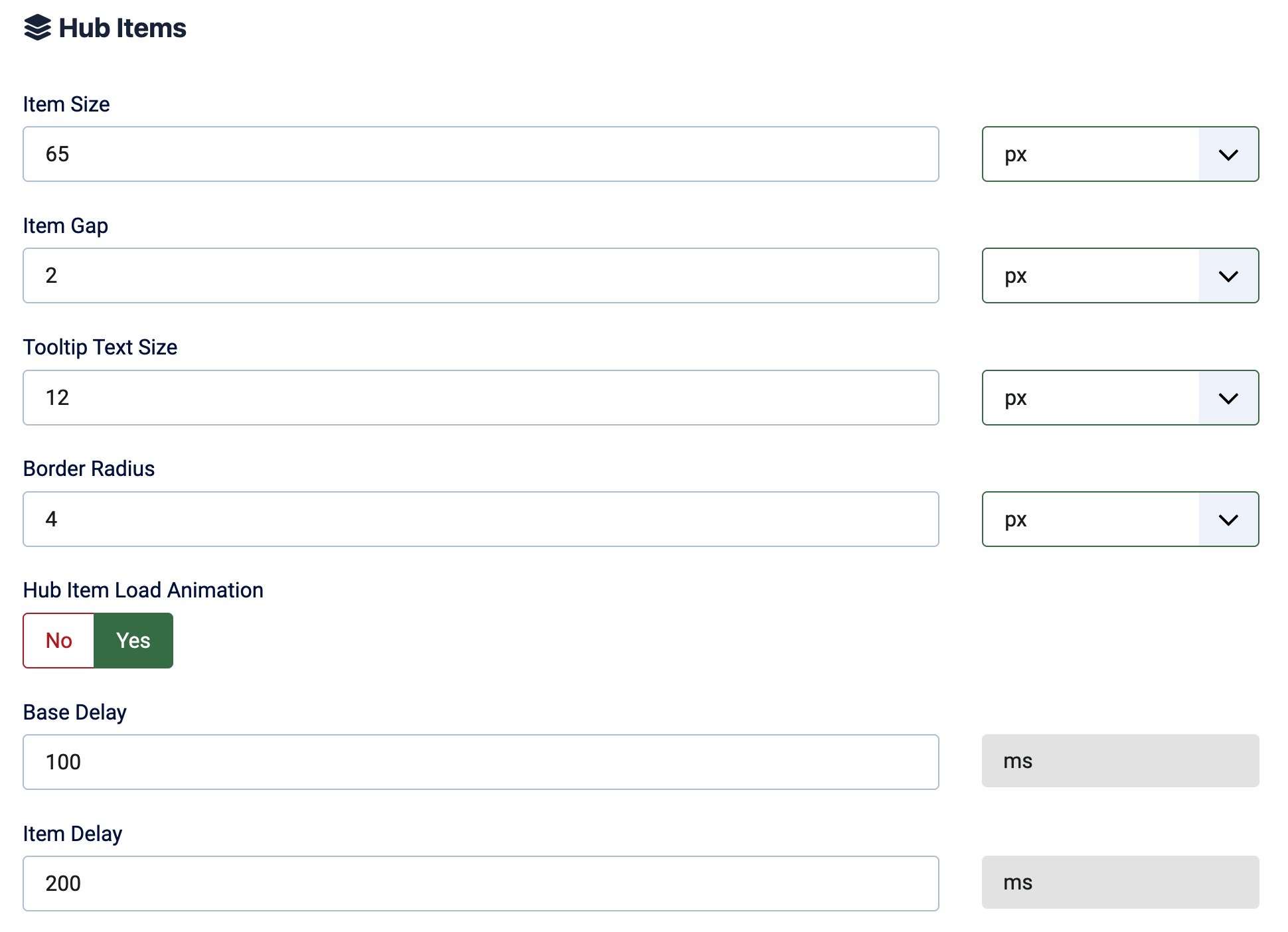 HyperionHub Item Settings