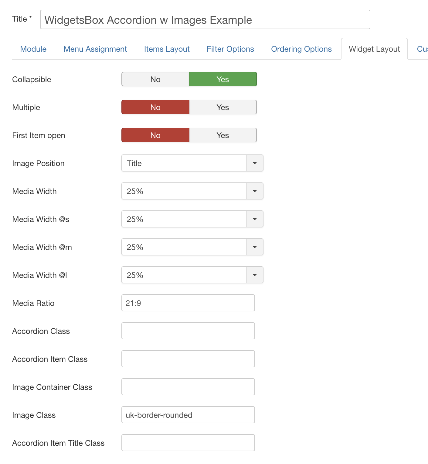 Style Settings for WidgetsBox Accordion