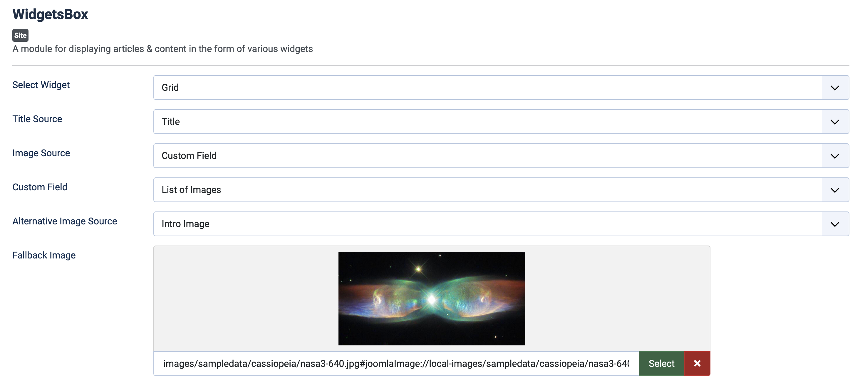 Image Sources Options